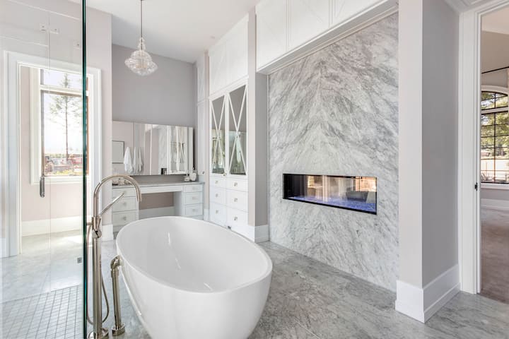 Elegant bathroom with fireplace Memphis, TN